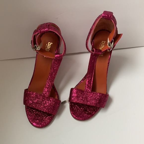 Bagatt Pink Metallic Leather T-Strap Sandals 38 - Picture 6 of 11